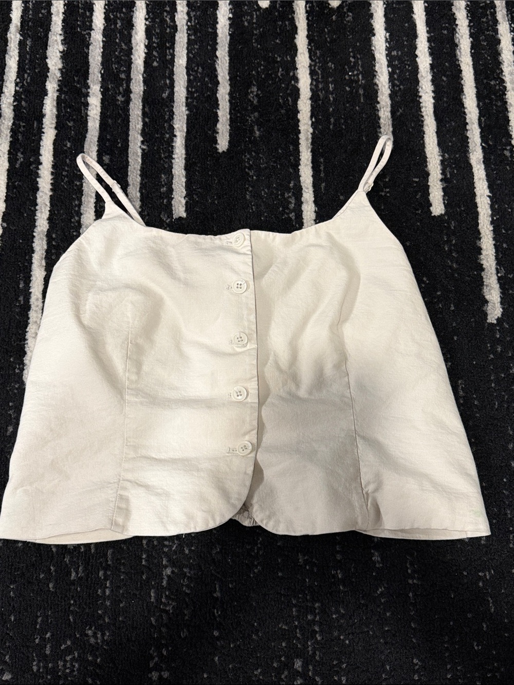A New Day Button-Front Linen Crop Tank